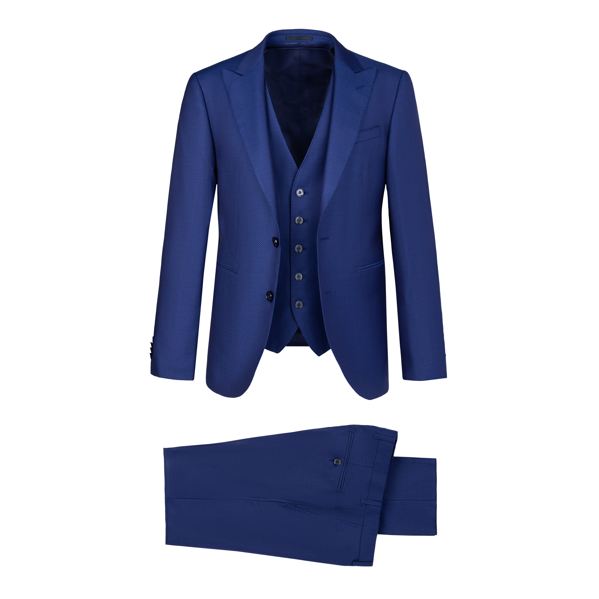 Γαμπριάτικο κοστούμι με γιλέκο μπλε