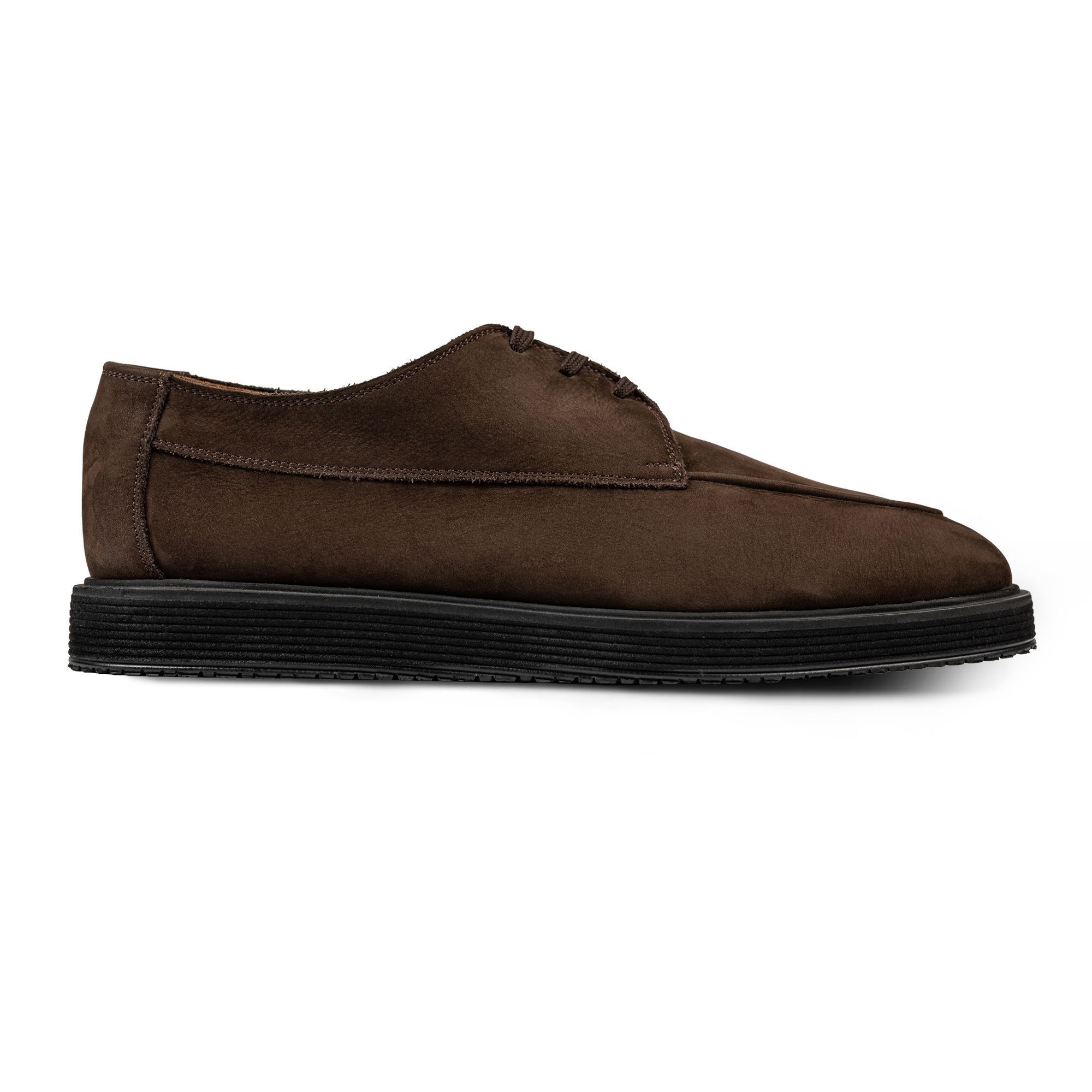 Ανδρικά Derby nubuck καφέ με σόλα Vibram και δερμάτινη επένδυση – Elio Evan Terragio