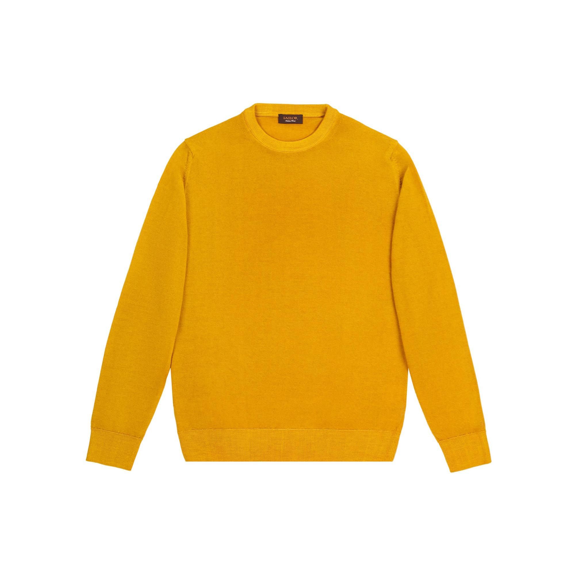 Ώχρα Μάλλινο Πουλόβερ Με Λαιμόκοψη