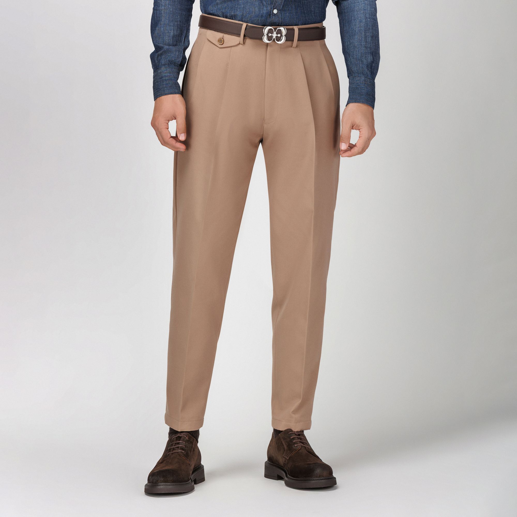 Παντελόνι Ανδρικό Μπεζ Wide Fit Cropped