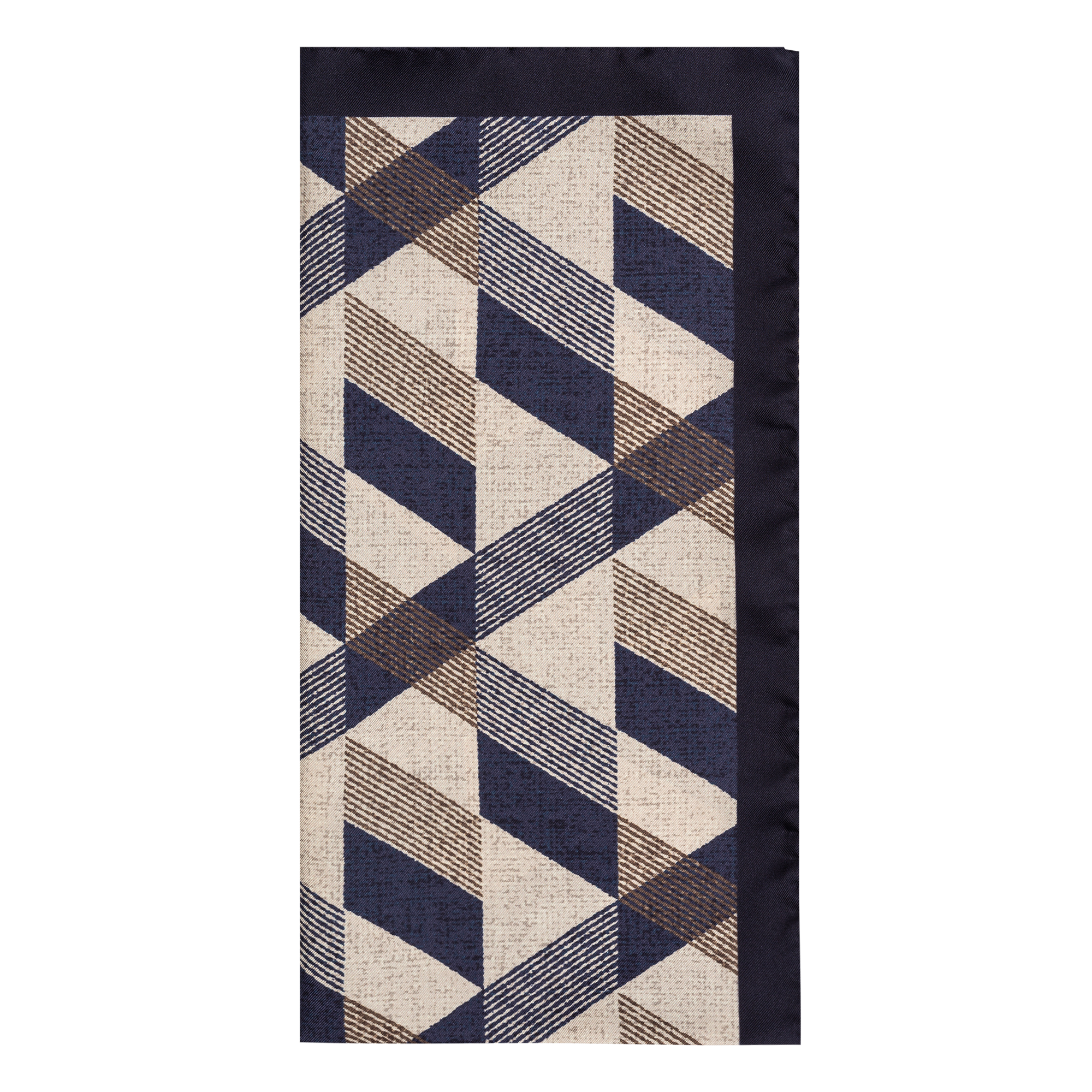 Ανδρικό Μεταξωτό Μπλε Φουλάρι Με Γεωμετρικά Σχέδια