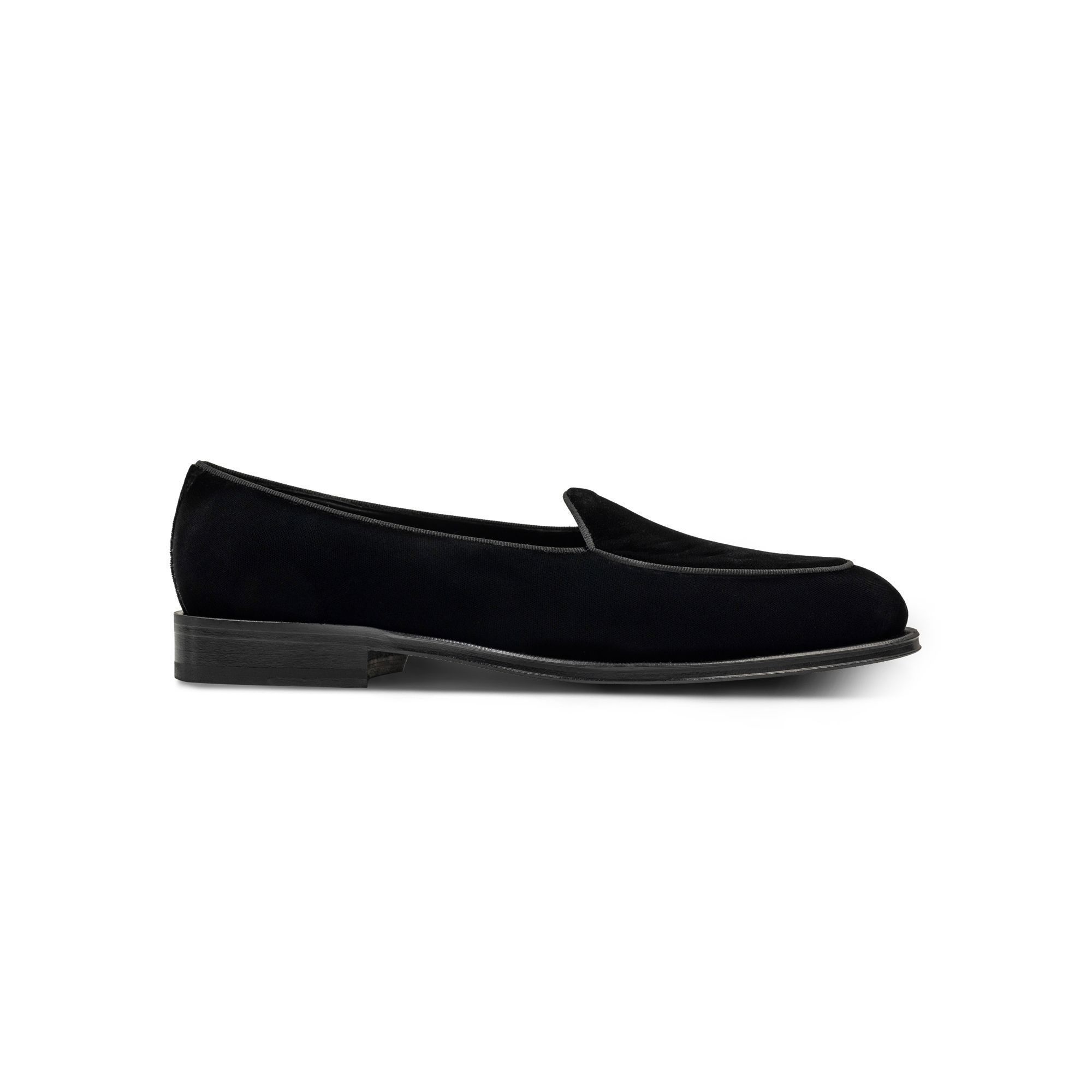 Ανδρικό loafer από μαύρο βελούδο με λεπτομέρεια grosgrain και δερμάτινη σόλα – Elio Evan, Made in Italy
