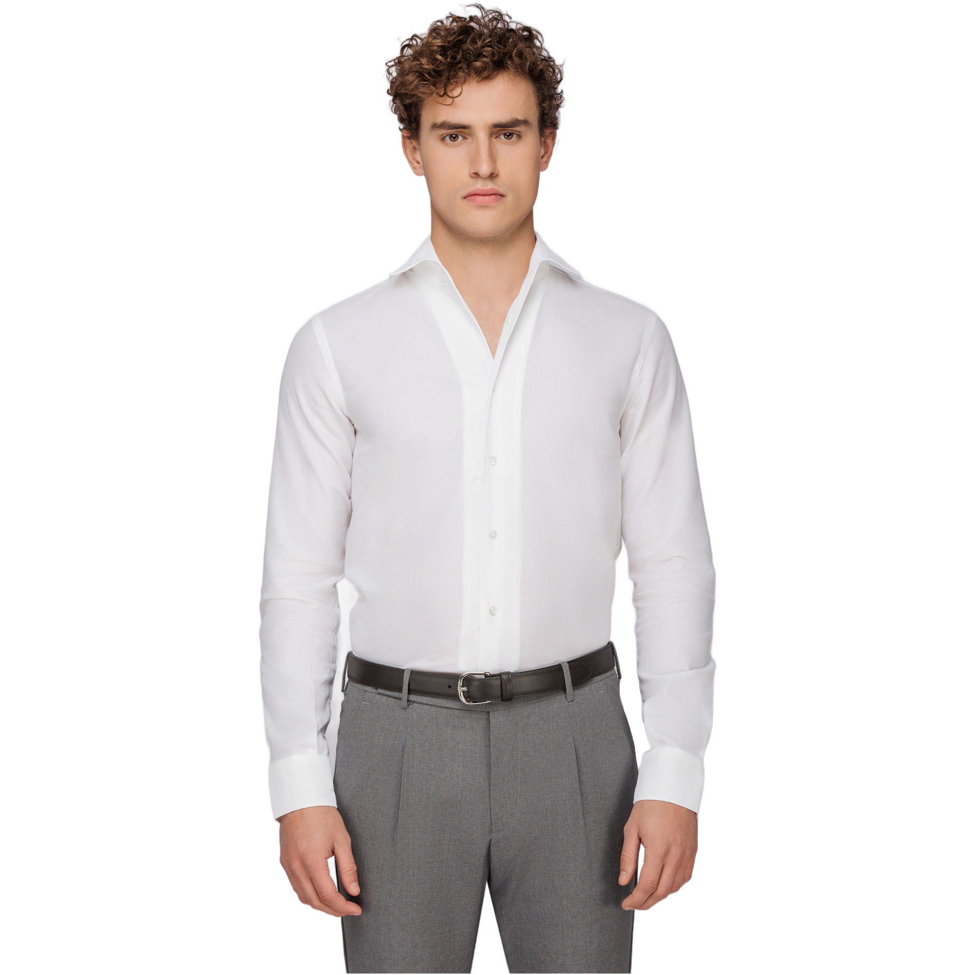 Ανδρικό πουκάμισο giro inglese λευκό με paramontura