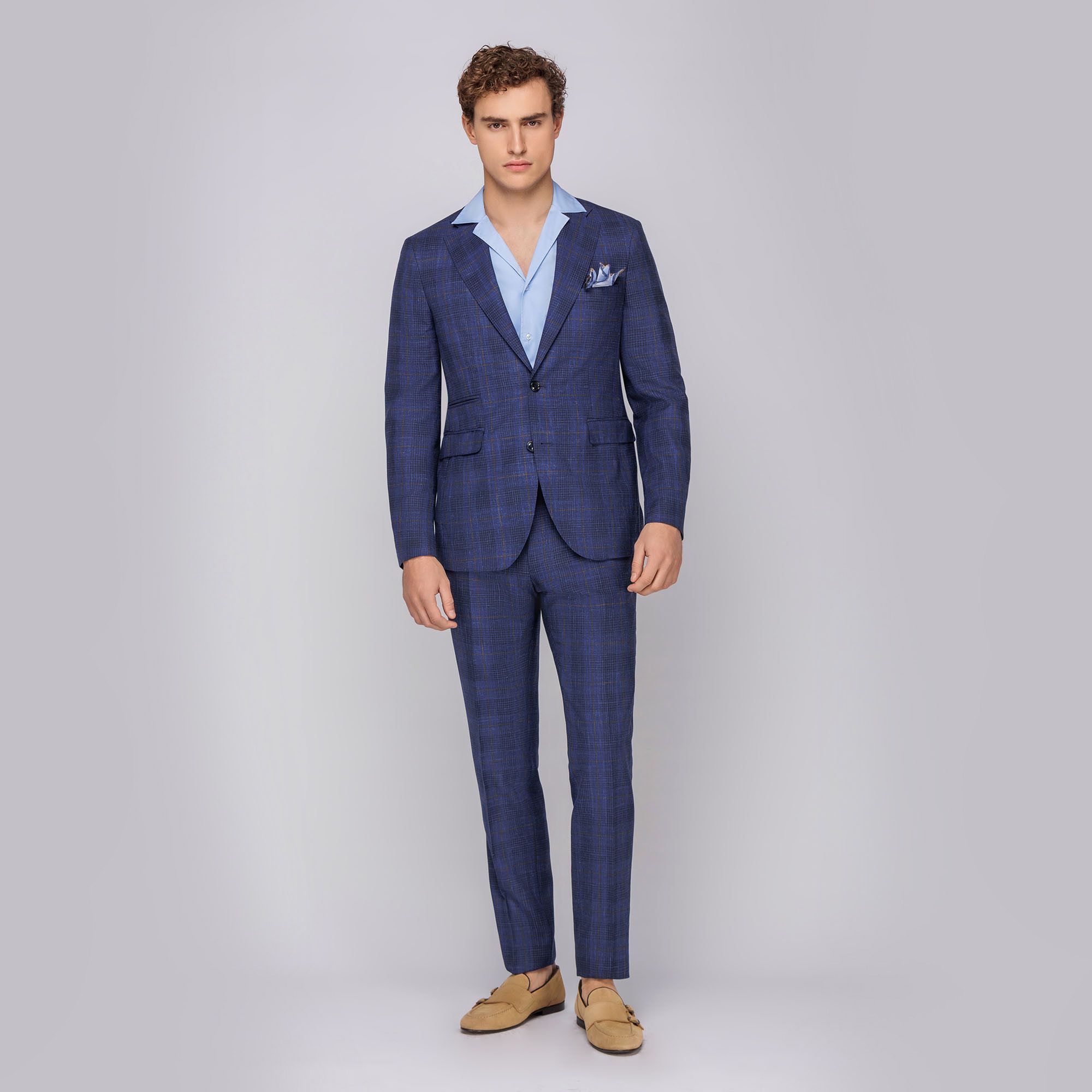 Ανδρικό Κοστούμι Μπλε Καρό