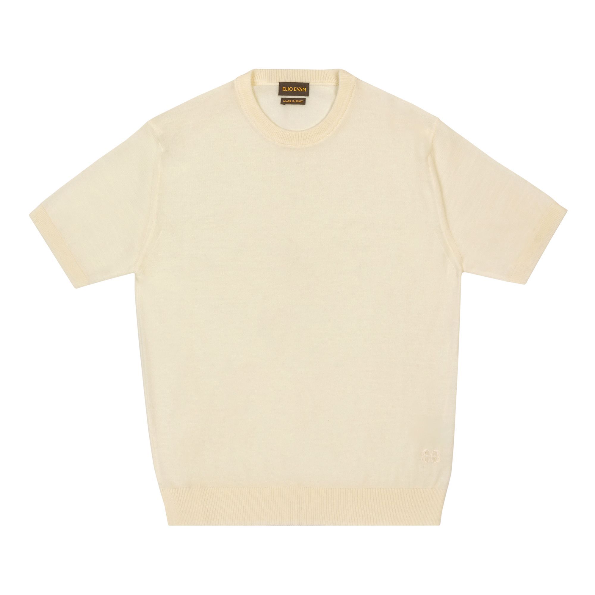 Λευκό Μπλουζάκι με Κοντό Μανίκι από Εξαιρετικά Λεπτό Μαλλί Merino