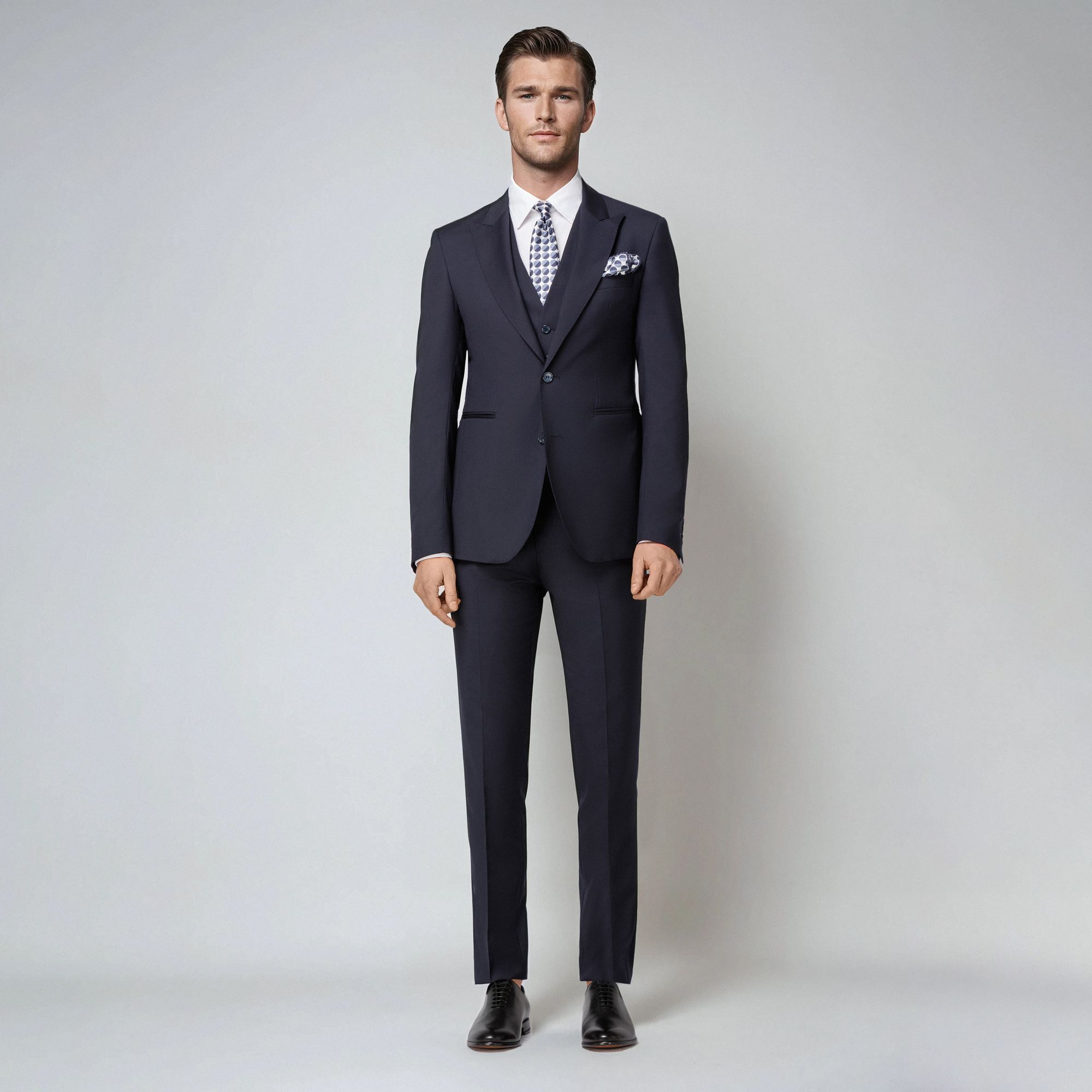 Ανδρικό Total Look – Μπλε Κοστούμι Τριών Τεμαχίων με Γιλέκο