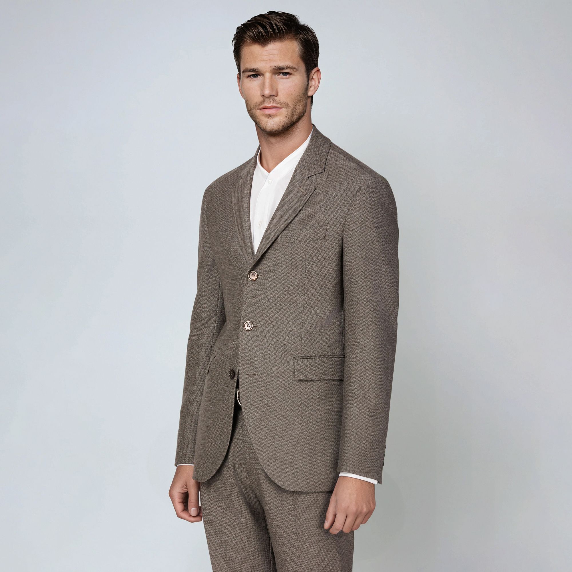 Total Look Γκρεζ Ανδρικό Κοστούμι Ψαροκόκκαλο – Premium Wool Tailoring