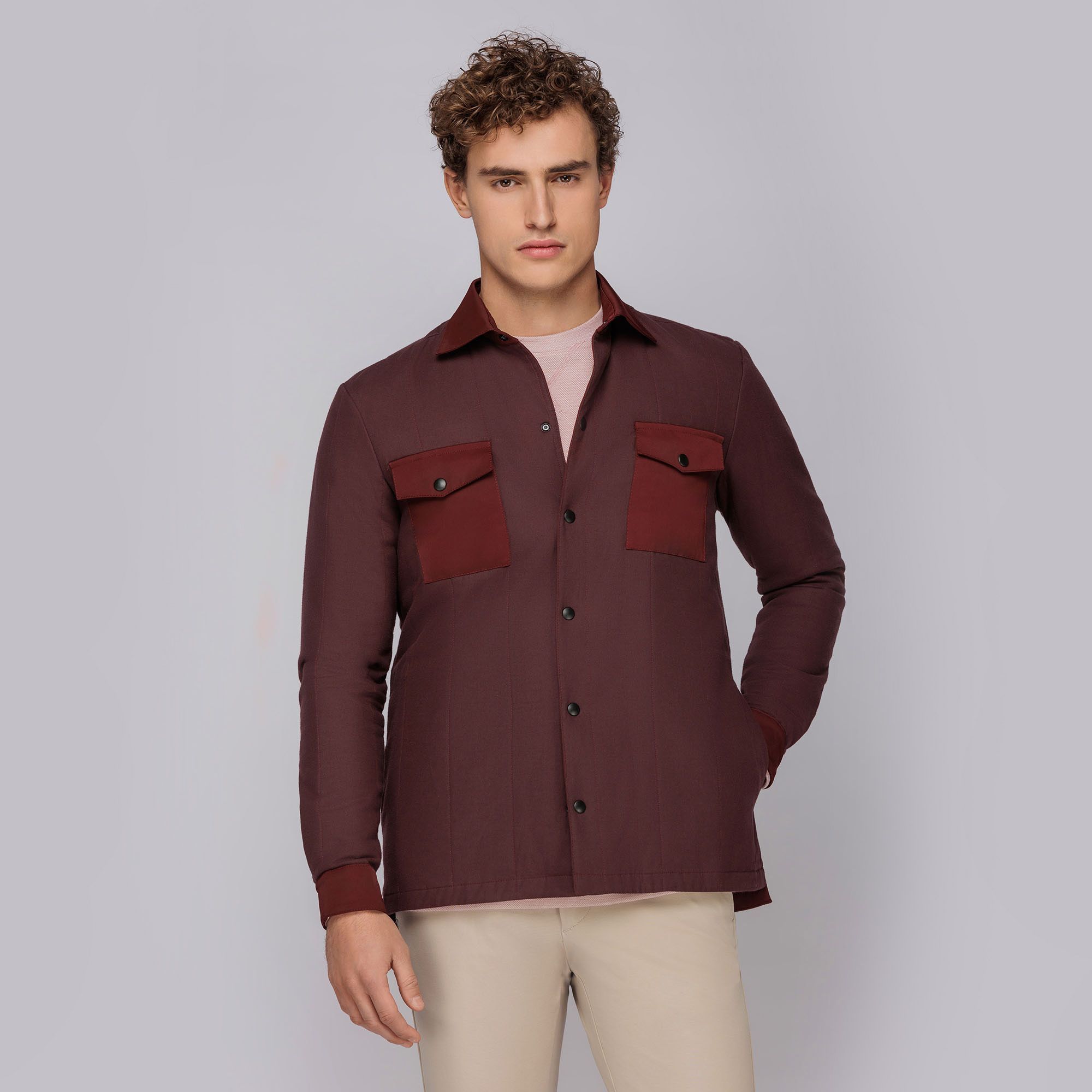 Ανδρικό Μπορντό Τζάκετ Overshirt Style