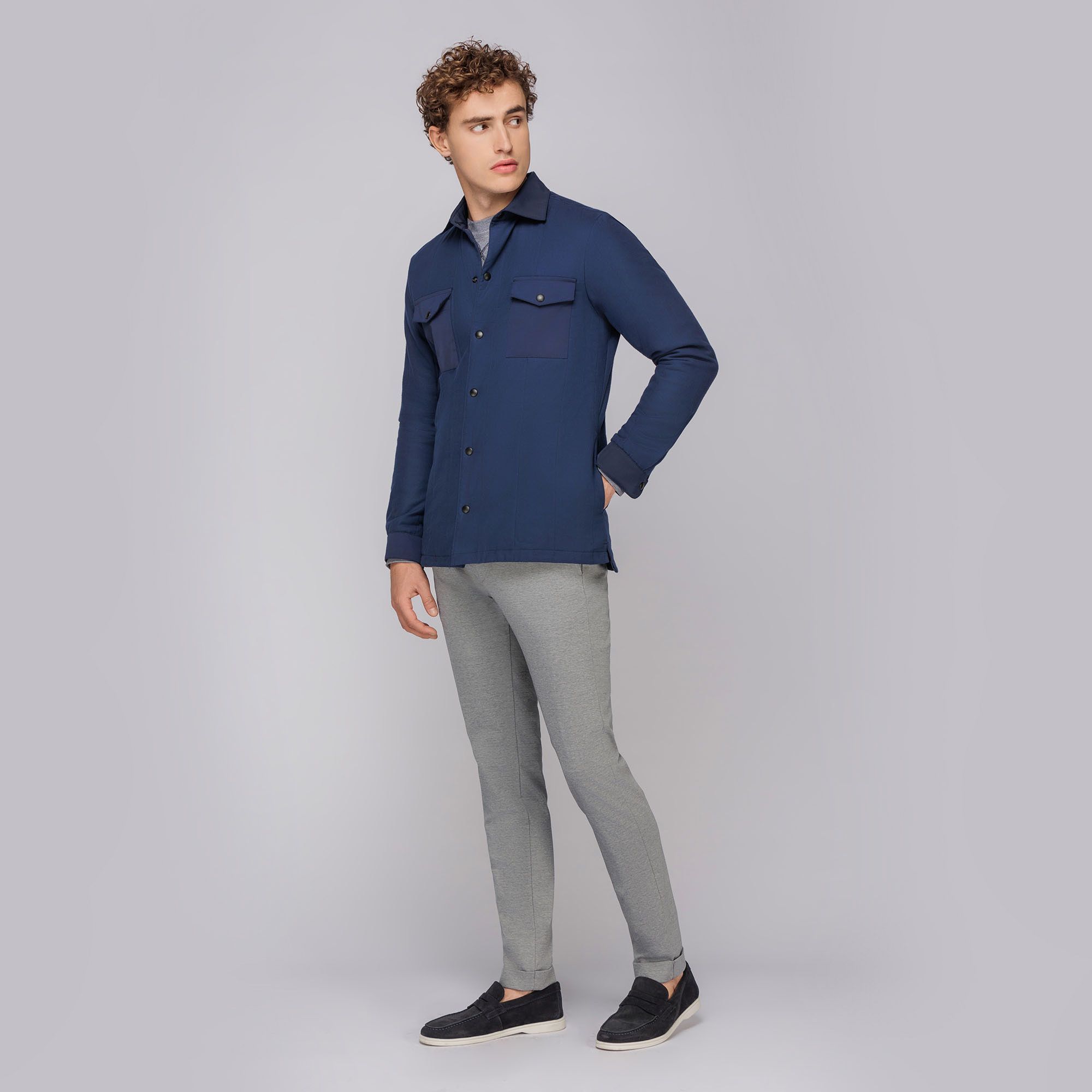 Ανδρικό Μπλε Τζάκετ Overshirt Style