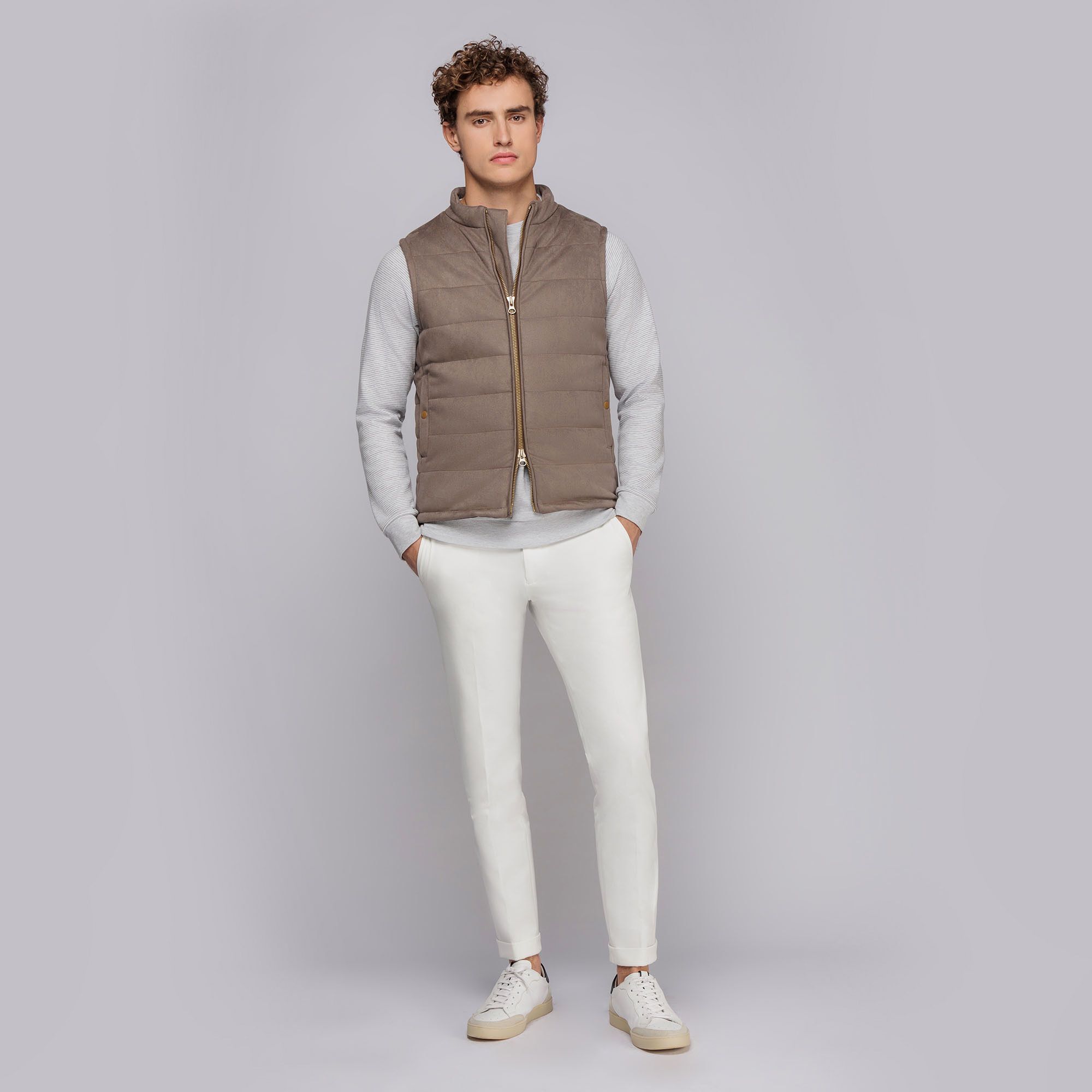 Ανδρικό Γκρι Αμάνικο Γιλέκο Eco Suede