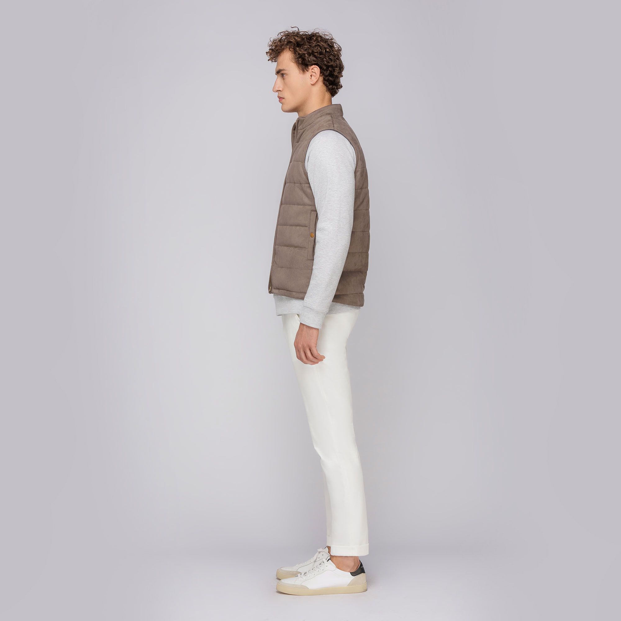 Ανδρικό Γκρι Αμάνικο Γιλέκο Eco Suede