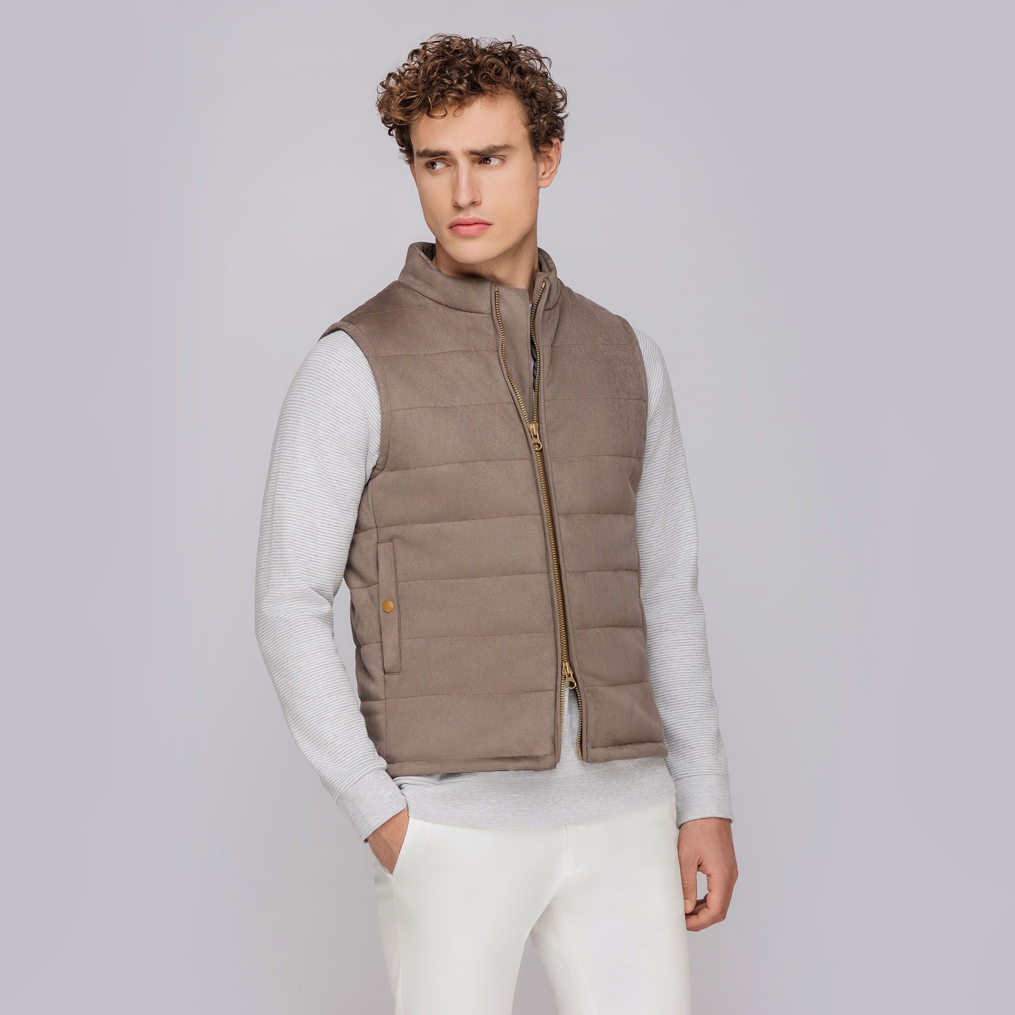Ανδρικό Γκρι Αμάνικο Γιλέκο Eco Suede