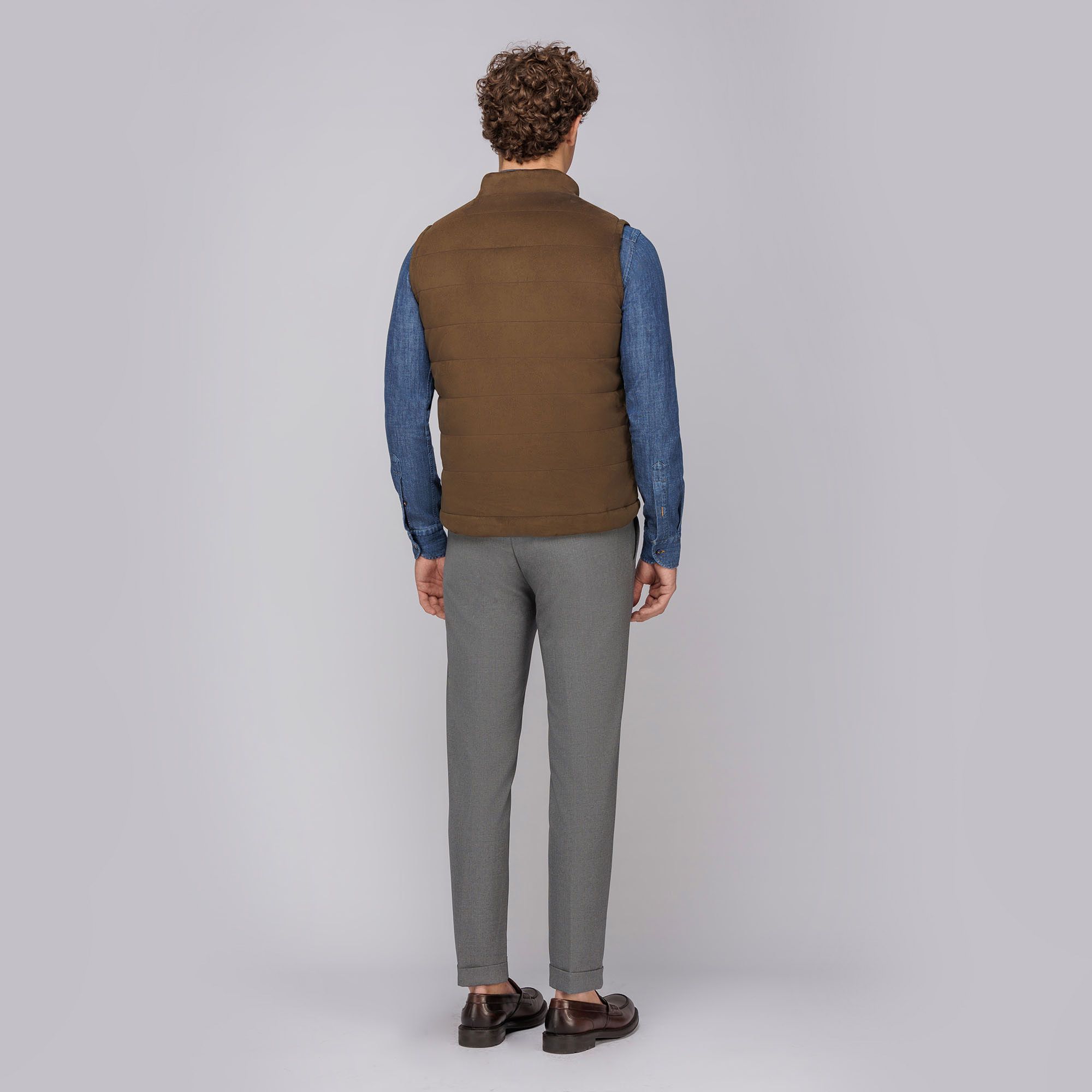 Ανδρικό Λαδί Αμάνικο Γιλέκο Eco Suede