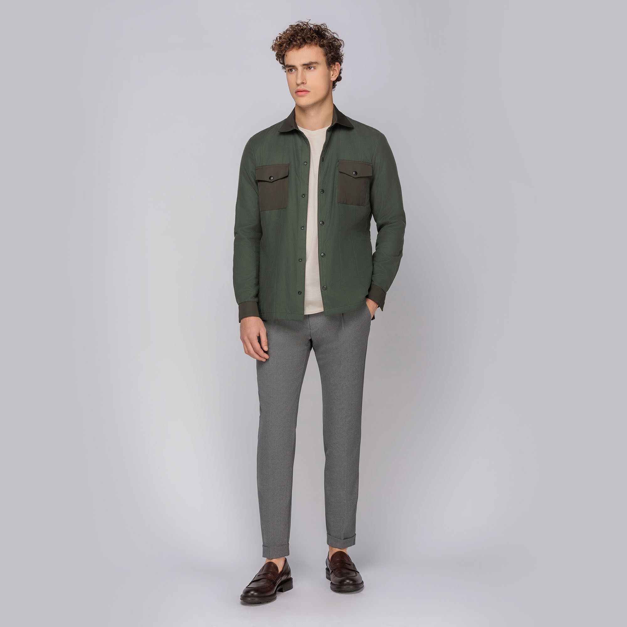Ανδρικό Λαδί Τζάκετ Overshirt Style