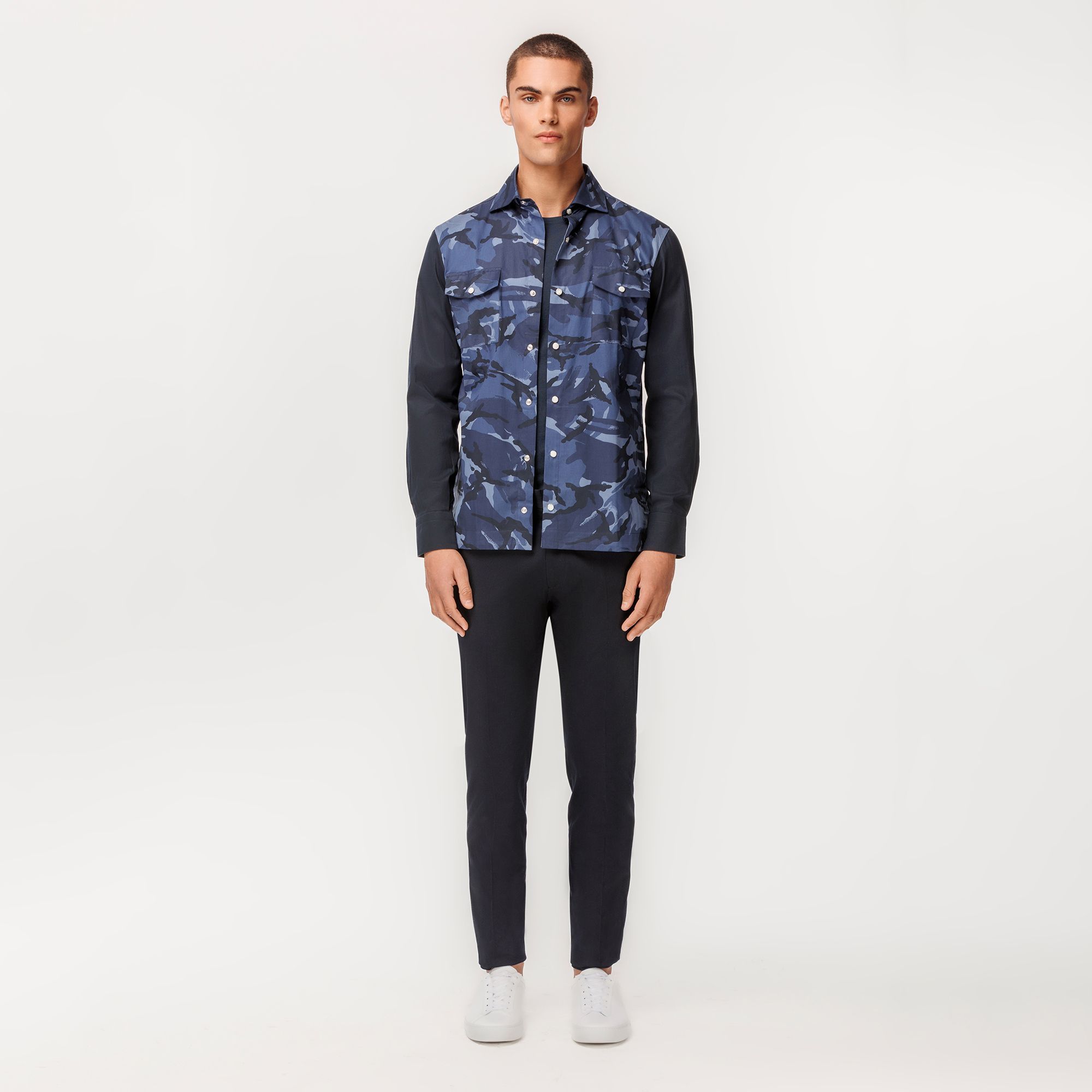 Overshirt Camo με Μονόχρωμα Μανίκια 