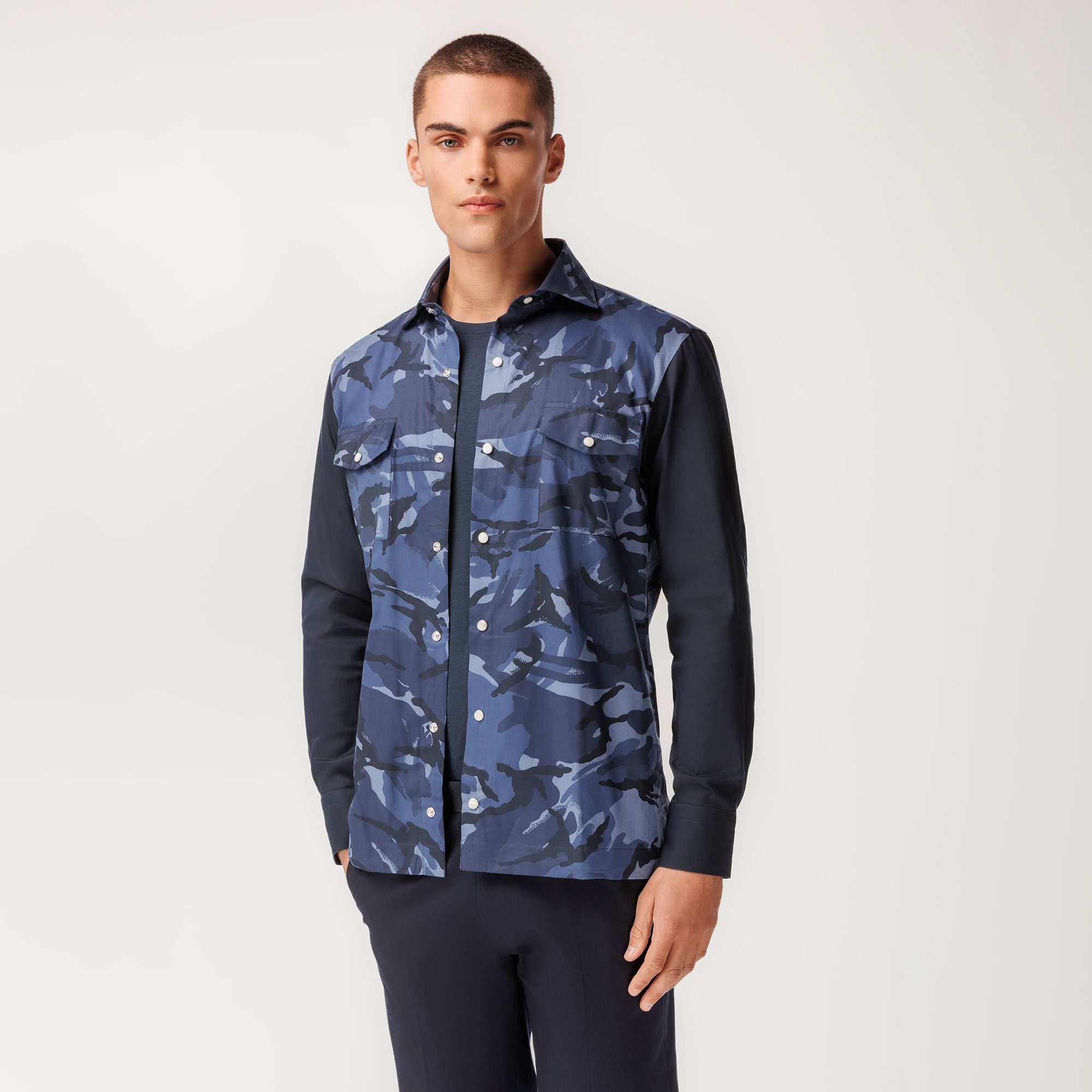 Overshirt Camo με Μονόχρωμα Μανίκια 