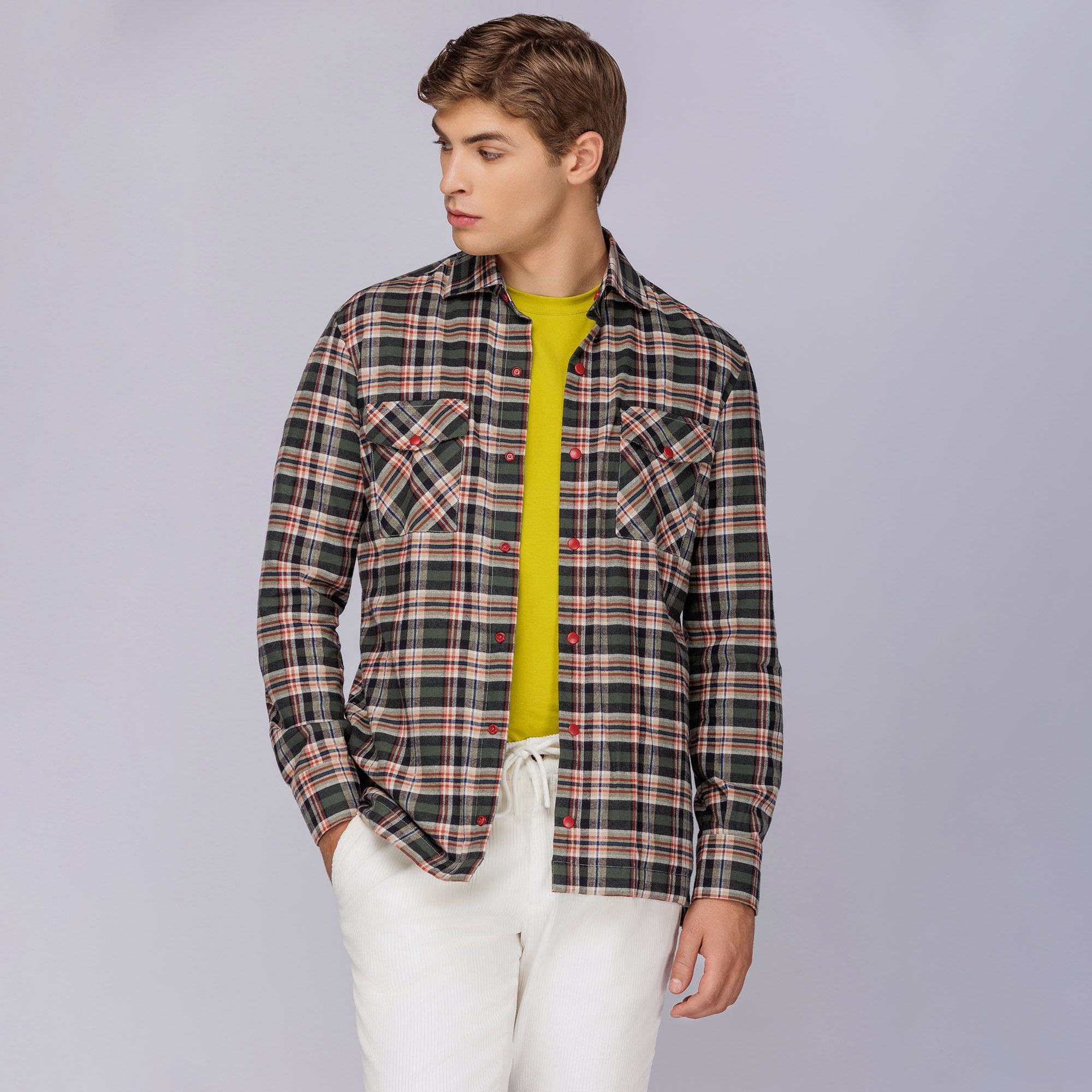 Καρό Overshirt σε Πράσινους Τόνους
