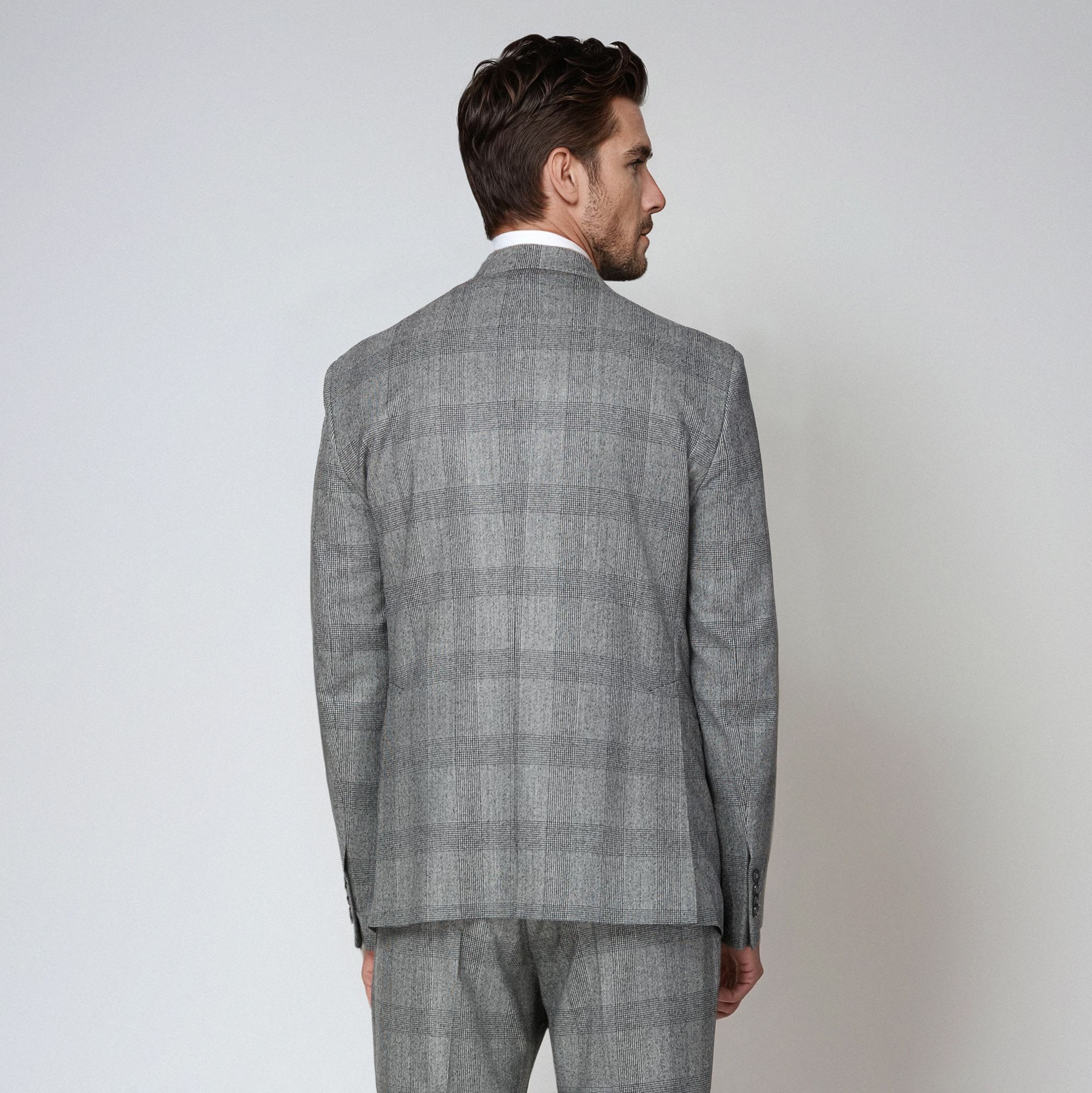 Ανδρικό Total Look – Γκρι Καρό Κοστούμι Μάλλινο S120