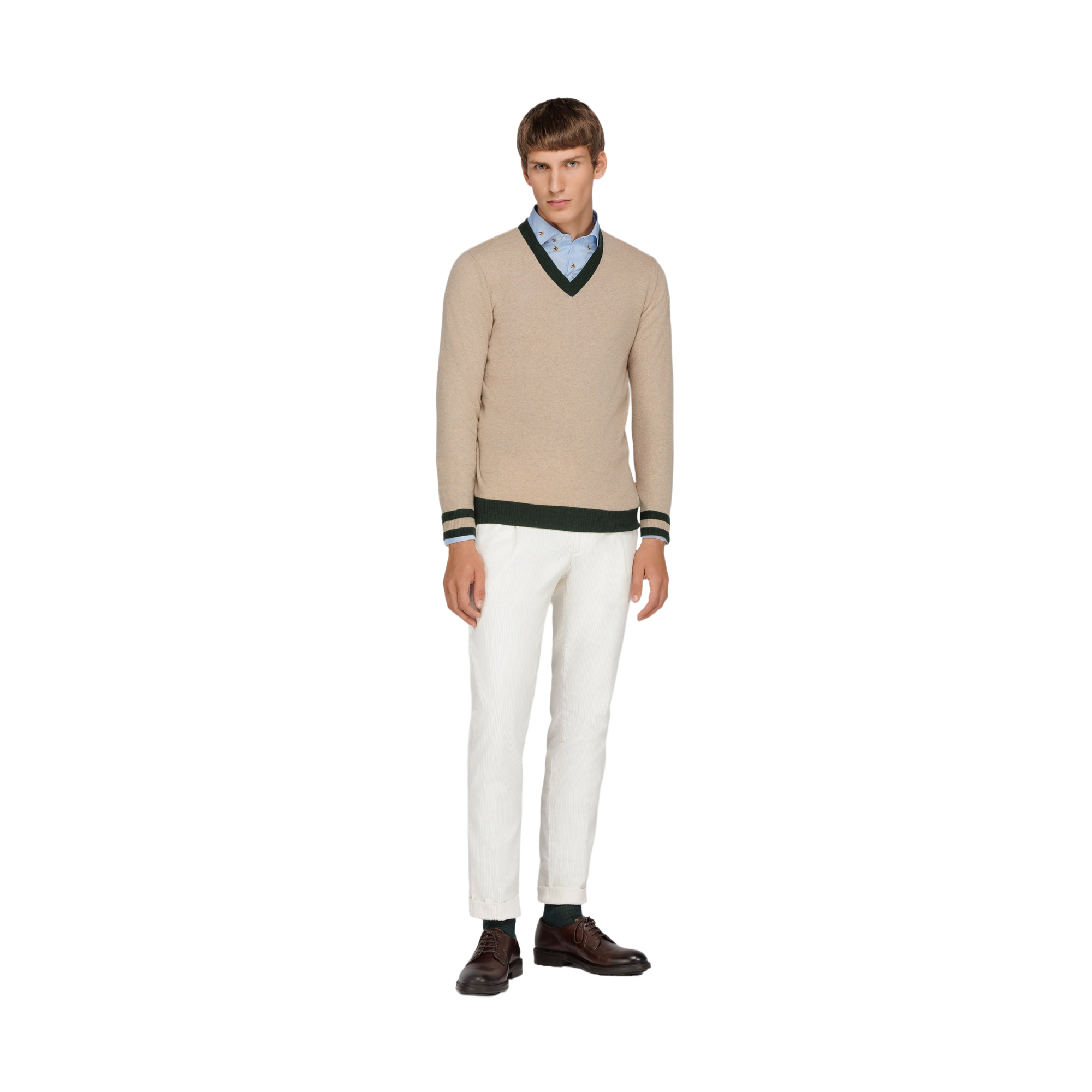 Ανδρικό Καφέ V-Neck Πουλόβερ Colvrig.1.Cam
