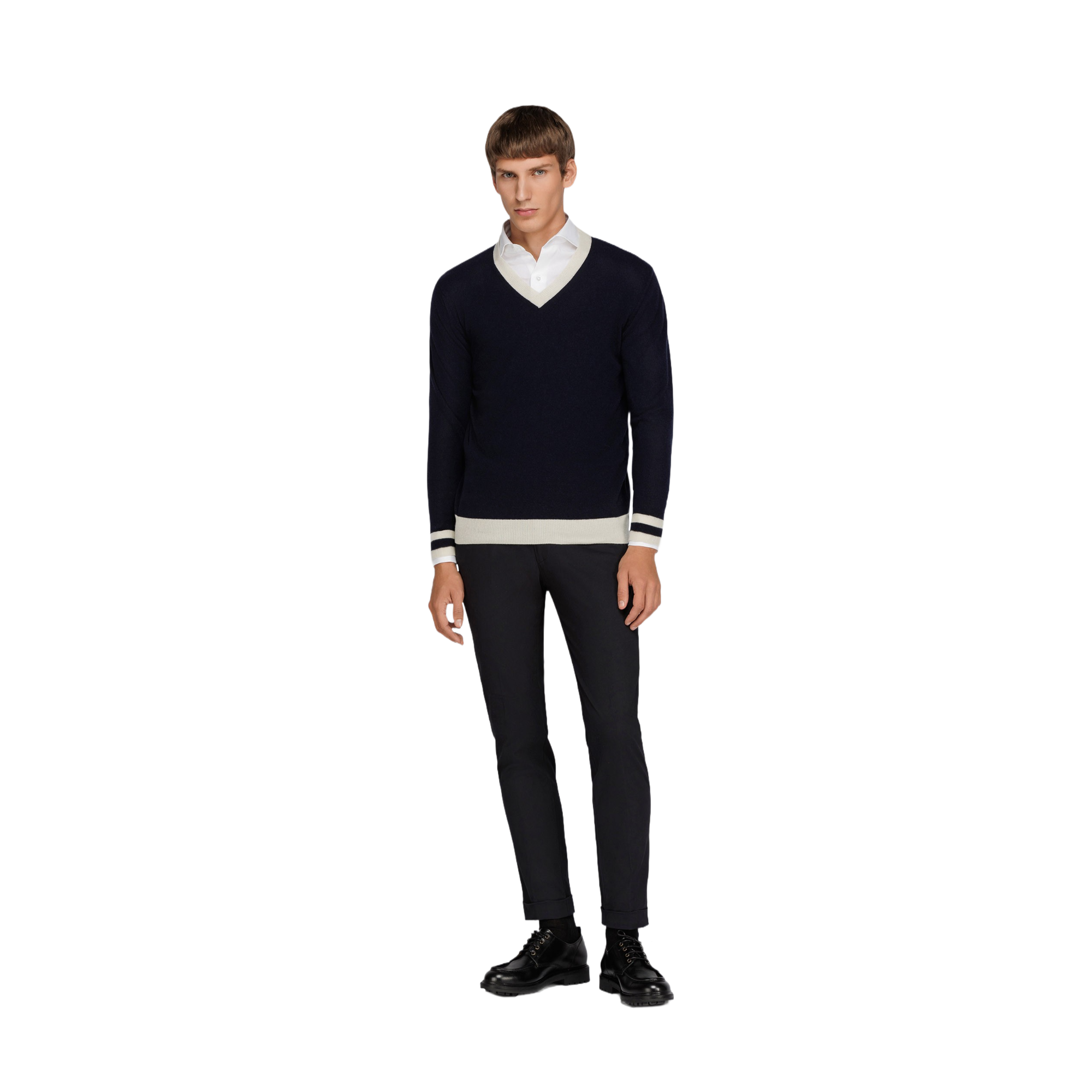 Ανδρικό Πλεκτό V-Neck Πουλόβερ Μπλε Knit Colvrig.1.Blu