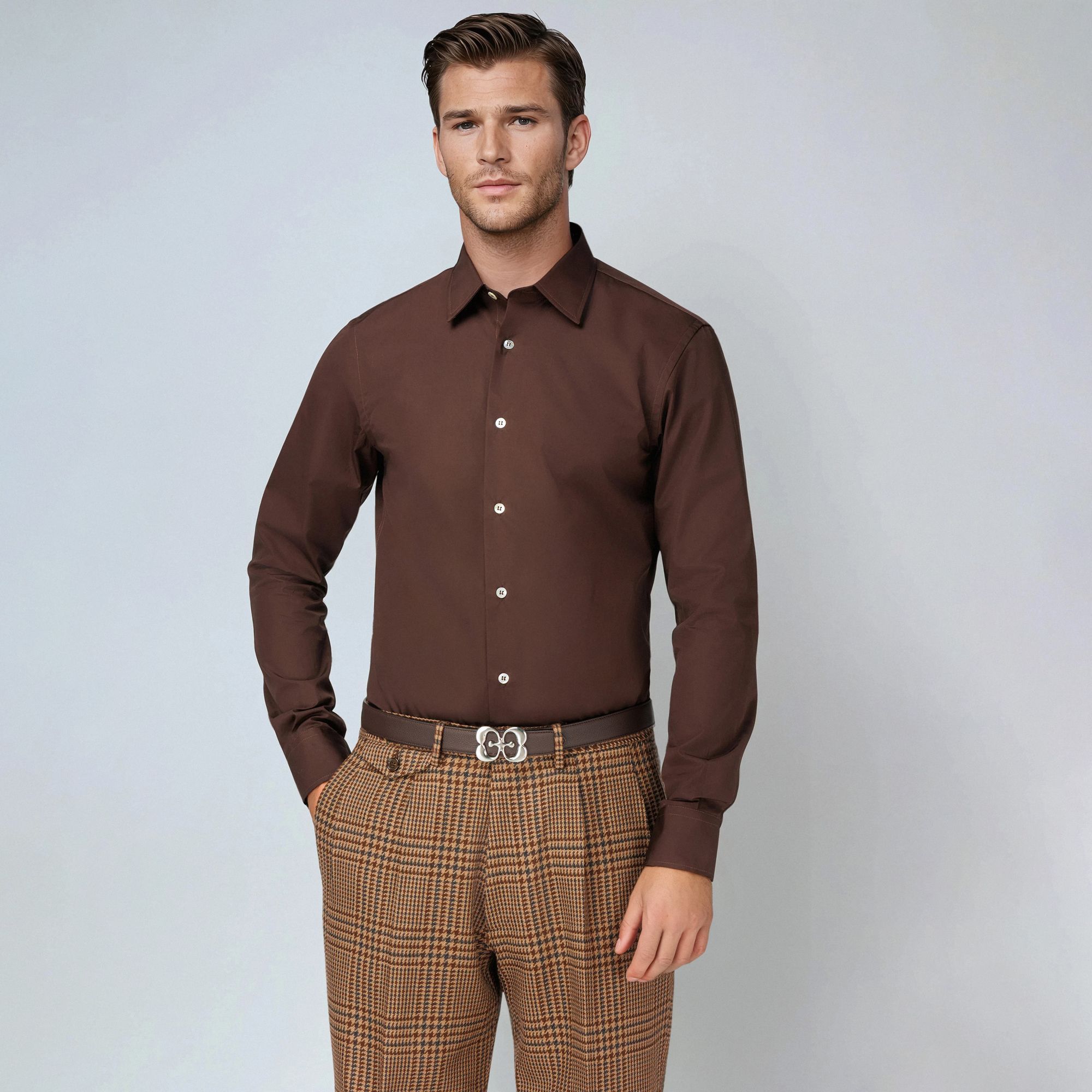 Καφέ Πουκάμισο Ανδρικό