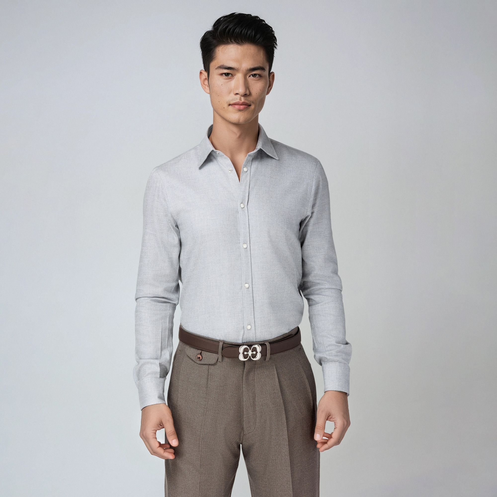 Πουκάμισο Ανδρικό Γκρι Φανέλα